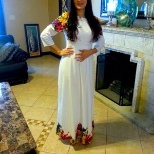 Maxi White Floral Dress